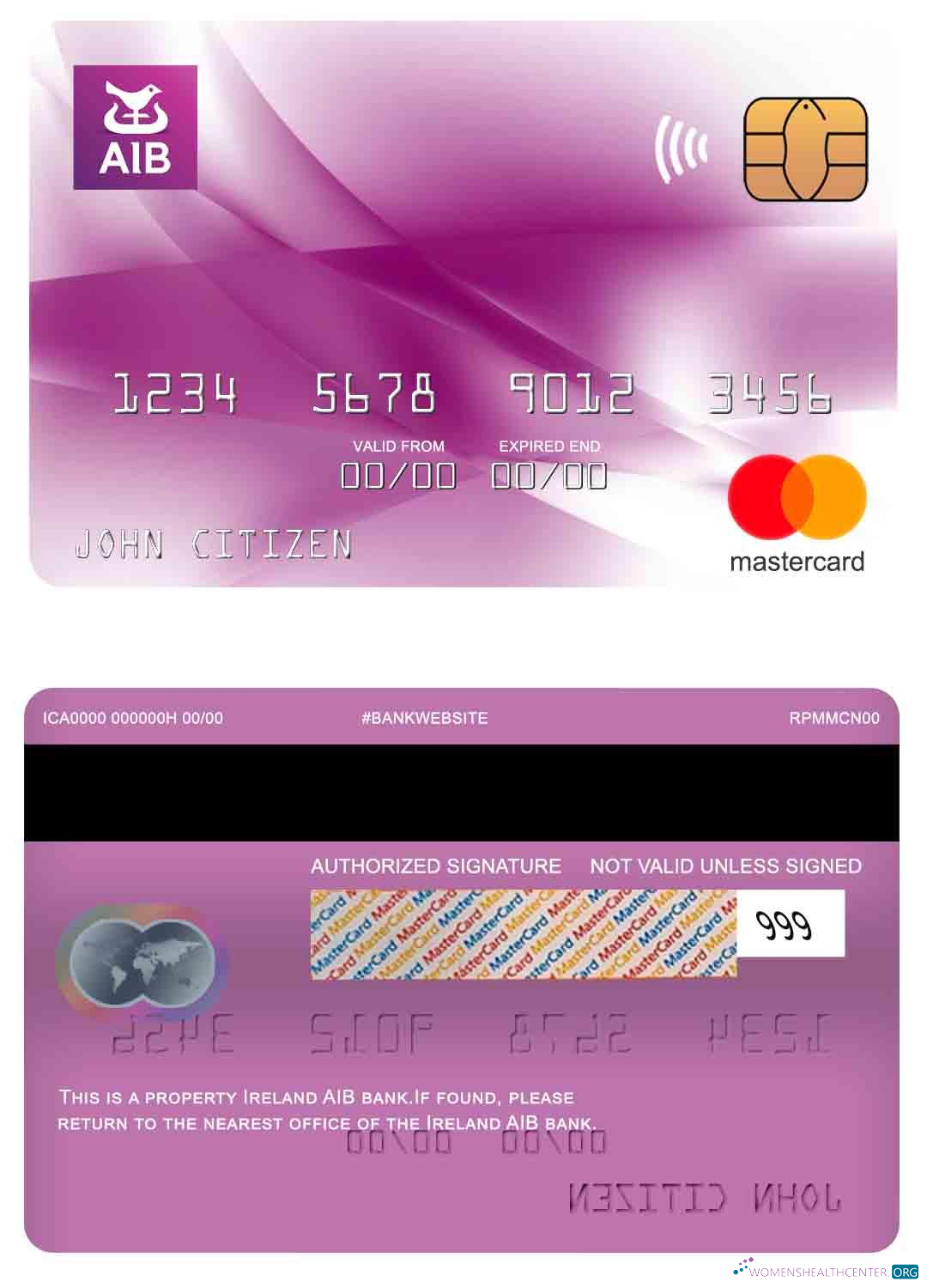 Download Ireland AIB bank mastercard Photoshop template